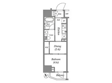 アークマーク水天宮前1(1DK/10階)の間取り写真