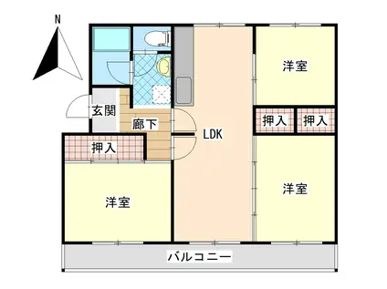 松高マンション(3LDK/2階)の間取り写真