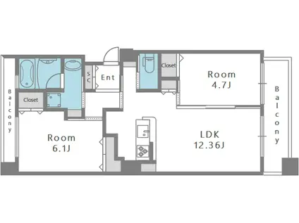 LEGA梅北(2LDK/8階)の間取り写真