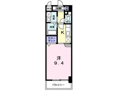 セレノ・カーサ(1K/4階)の間取り写真