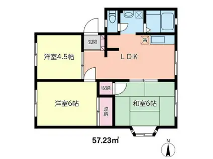 ケーイーハイム(3LDK/1階)の間取り写真