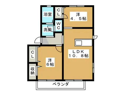 マインコートA・B(2LDK/1階)の間取り写真