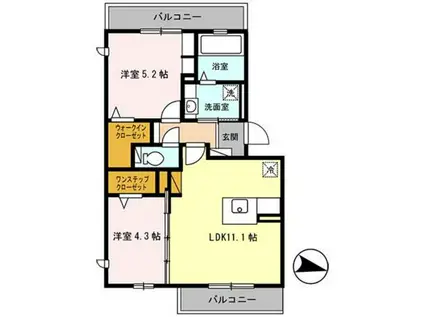 クレッセント・スクエアII(2LDK/3階)の間取り写真