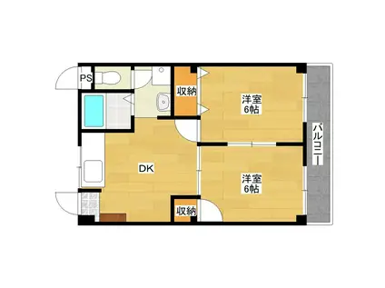 ビューパレスYOSHINO(2DK/2階)の間取り写真