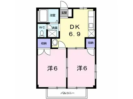 ヴェルドミール野田II(2DK/2階)の間取り写真