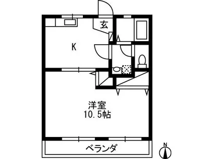 Kハイツ(1K/1階)の間取り写真