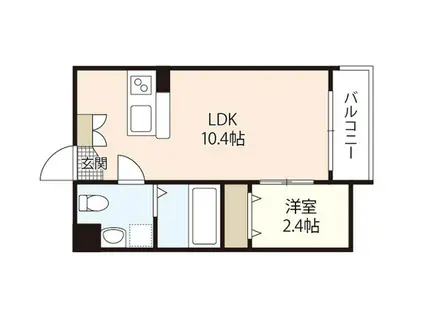 コンフォート江波南(1LDK/3階)の間取り写真