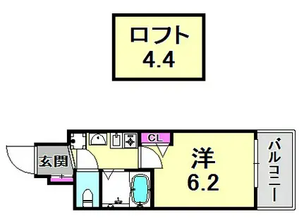 エステムコート三宮イーストポルトマーレ(1K/9階)の間取り写真