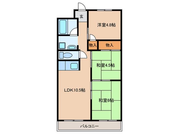 メゾン・ド・ソレーユ(3LDK/2階)の間取り写真