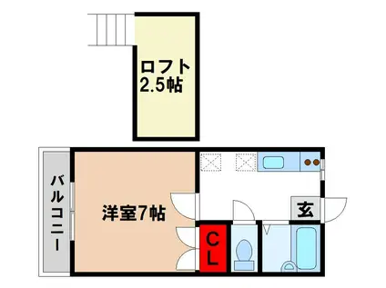 コメット五条II(1K/2階)の間取り写真