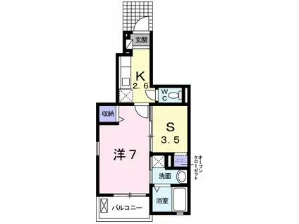 パストラルメゾン白水(1SK/1階)の間取り写真