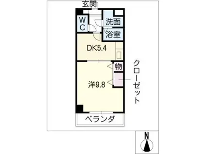 サンライズ(1DK/1階)の間取り写真