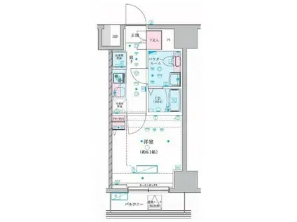 ジェノヴィアお花茶屋III(1K/9階)の間取り写真