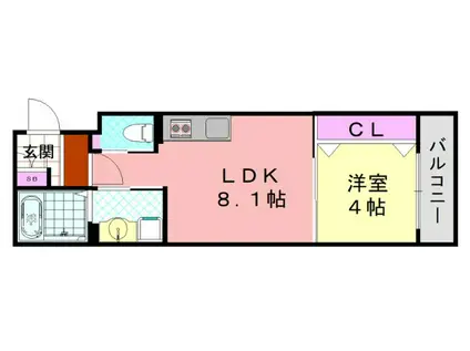 ダン・ル・ボア鳳東(1LDK/1階)の間取り写真