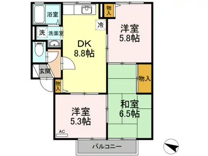 パストラル(3DK/1階)の間取り写真