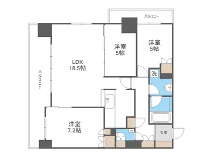 パークホームズ北四条知事公館前(3LDK/10階)の間取り写真