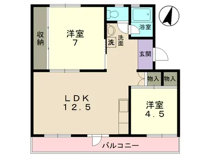 大善坊マンション(2LDK/4階)の間取り写真