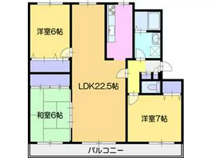 ニュータウン若葉F(3LDK/1階)の間取り写真