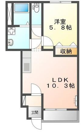 サンパレス(1LDK/1階)の間取り写真
