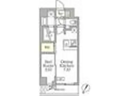 アジールコート三宿テラス(1DK/3階)の間取り写真