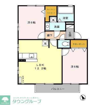 リビングタウン上野台B(2LDK/2階)の間取り写真