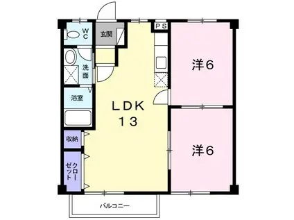 ハイツウイステリア(2LDK/2階)の間取り写真