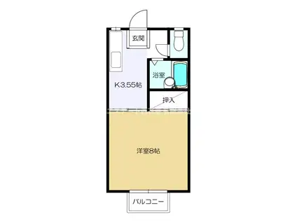 クロワッサン(1K/1階)の間取り写真