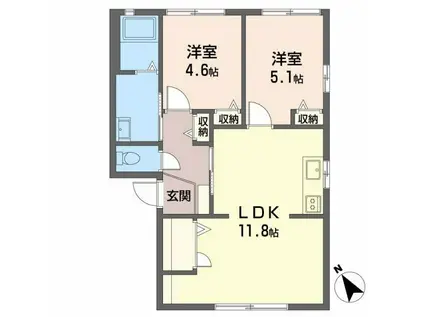 フラワーセゾン吉祥寺(2LDK/1階)の間取り写真