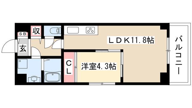 S-FORT鶴舞CUBE(1LDK/8階)の間取り写真