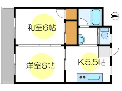 グレースハイツ(2K/3階)の間取り写真