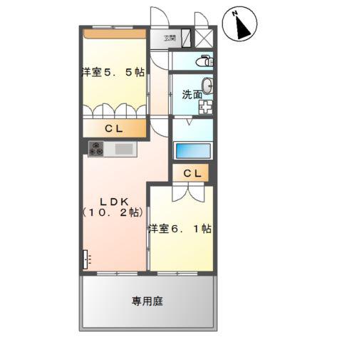 アイリスコート白石(2LDK/1階)の間取り写真