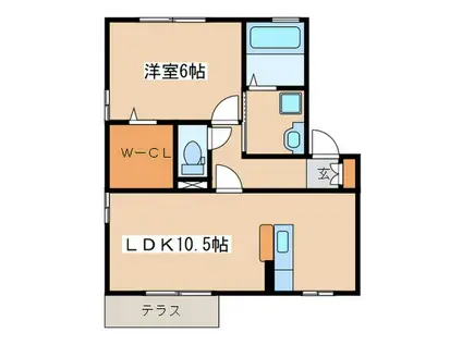 コンフォールI(1LDK/1階)の間取り写真
