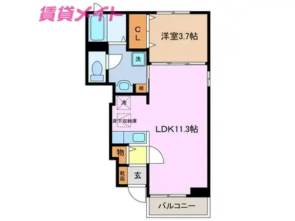 エーンモーレン(1LDK/1階)の間取り写真