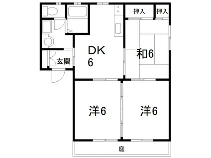 メモリーハイツ B棟(3DK/1階)の間取り写真