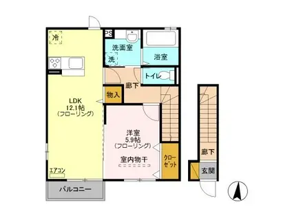 ハイツブエイ(1LDK/2階)の間取り写真