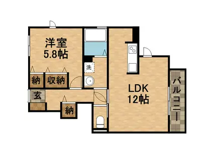 エルカミーノレアル(1LDK/1階)の間取り写真