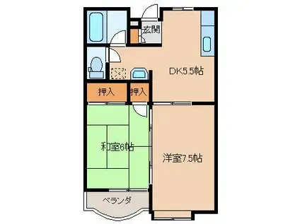 第2イトーキハイツ1号棟(2DK/2階)の間取り写真