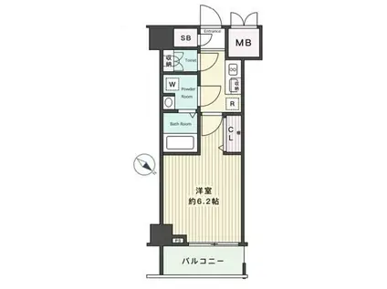 ガリシア品川(1K/6階)の間取り写真