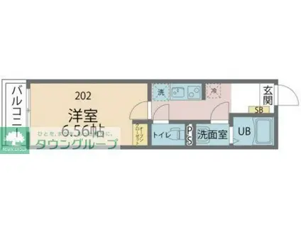 カインドネス上福岡ノース(1K/2階)の間取り写真