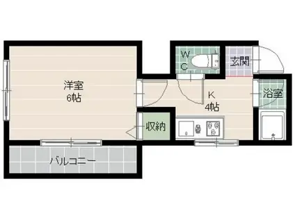 プレジデント地行A(1K/4階)の間取り写真
