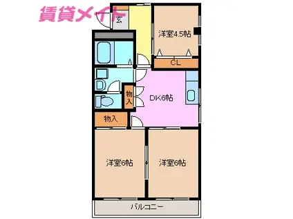 ベルメゾン白子(3DK/1階)の間取り写真