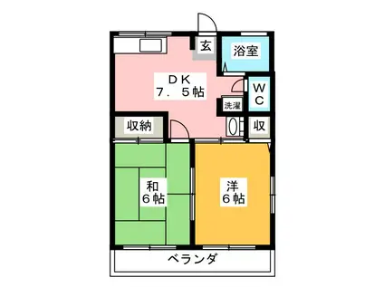 シティハイムメイプルハイツ(2DK/1階)の間取り写真