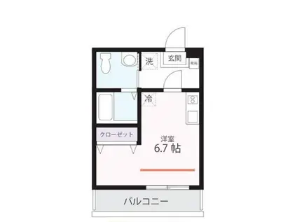 ハーミットクラブハウス根岸IIA号棟(ワンルーム/3階)の間取り写真
