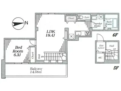 CLAVIUSZEH(1LDK/6階)の間取り写真