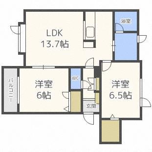 グランツ(2LDK/1階)の間取り写真