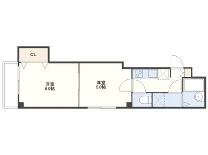 レジョンドール古川町(2K/5階)の間取り写真