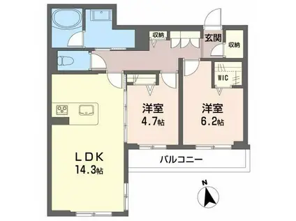 PROMENADE長泉(2LDK/2階)の間取り写真