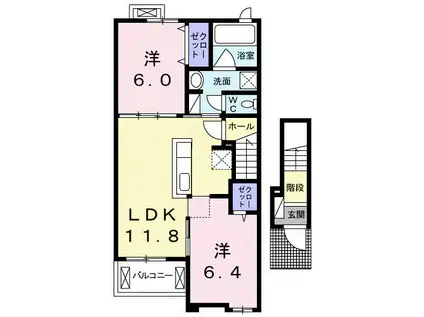 レジデンシア(2LDK/2階)の間取り写真