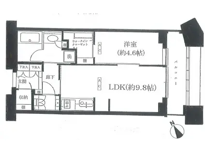 中目黒アトラスタワー(1LDK/7階)の間取り写真