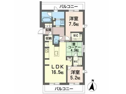 ジョフリエル(2LDK/3階)の間取り写真
